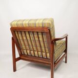 Vintage armchair tartan plaid wool design by Z. Baczyk 1965