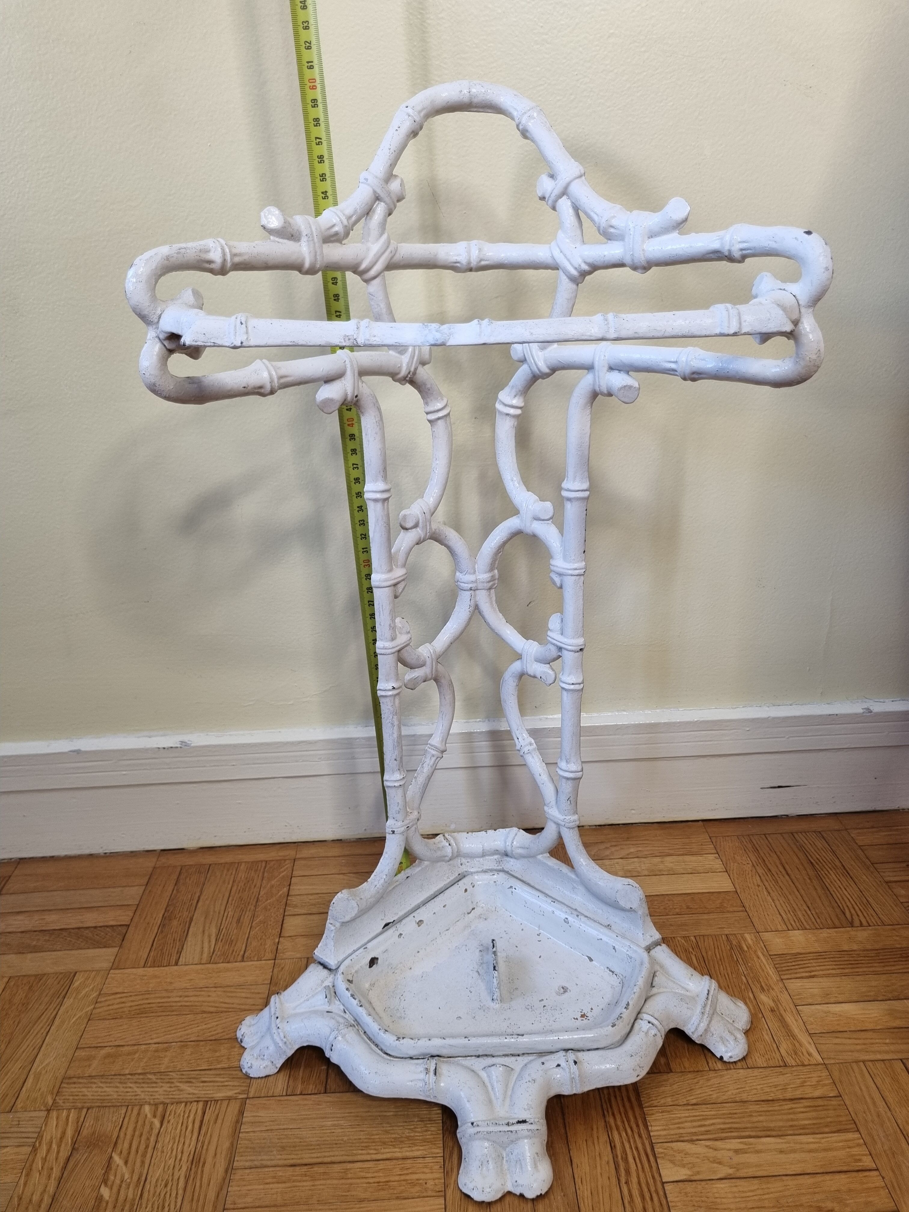 Old Victorian umbrella stand, late nineteenth century in white lacquered cast iron