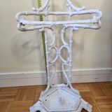 Ancien porte-parapluie victorien, fin XIXème en fonte laqué blanc