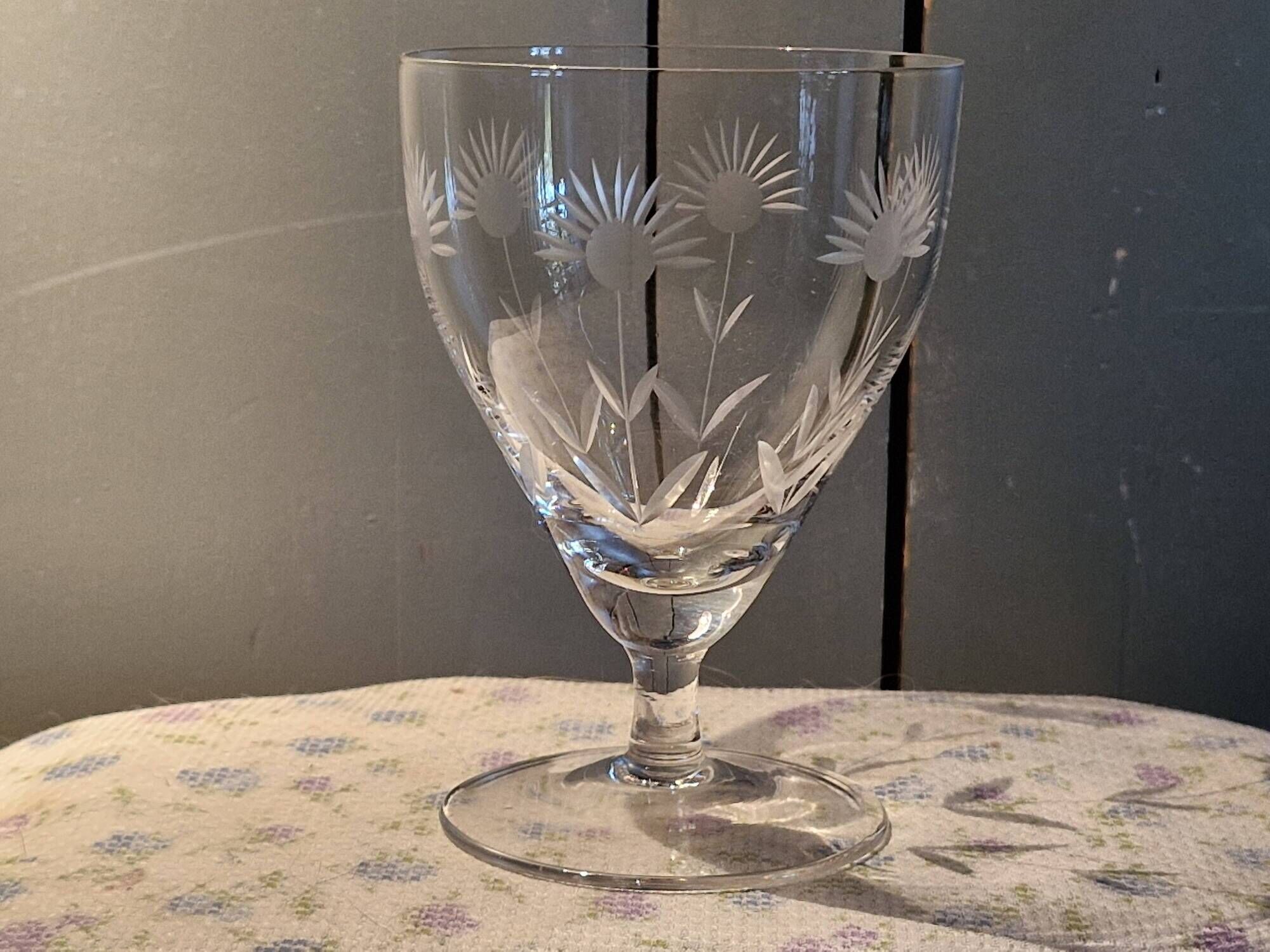 Villeroy and Bosch - 3 Large Antique Glasses - Cut Crystal with Flower Decor