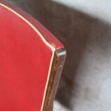 Lot of 8 vintage wooden chairs and red skai