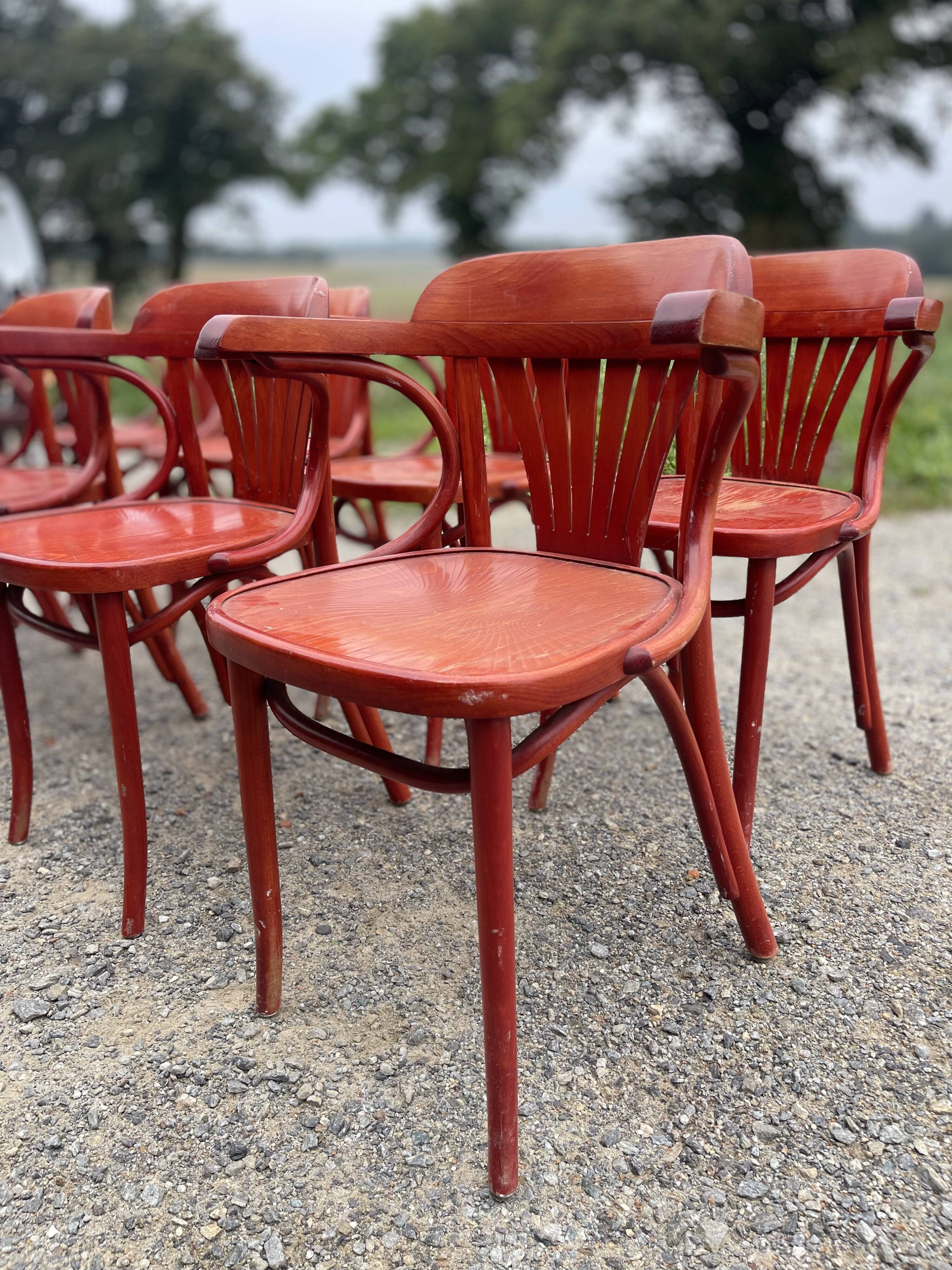 8 mahogany bistro chairs, 50s/60s