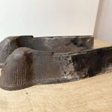 Pair of modernist anthropomorphic fireplace andirons, brutalist log holders 1950s