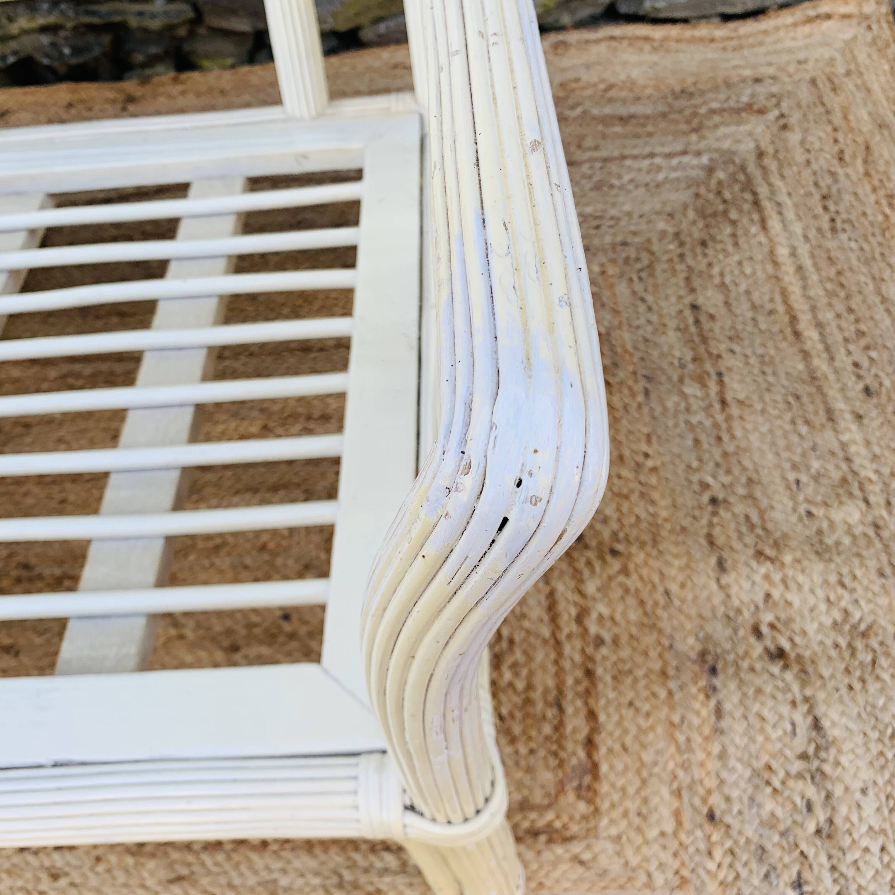 2 seater white rattan sofa