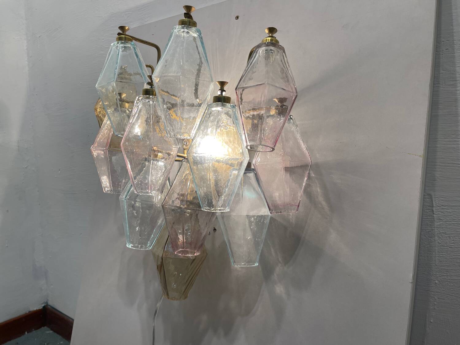 Murano Glass Polygon Sconces Set of 2