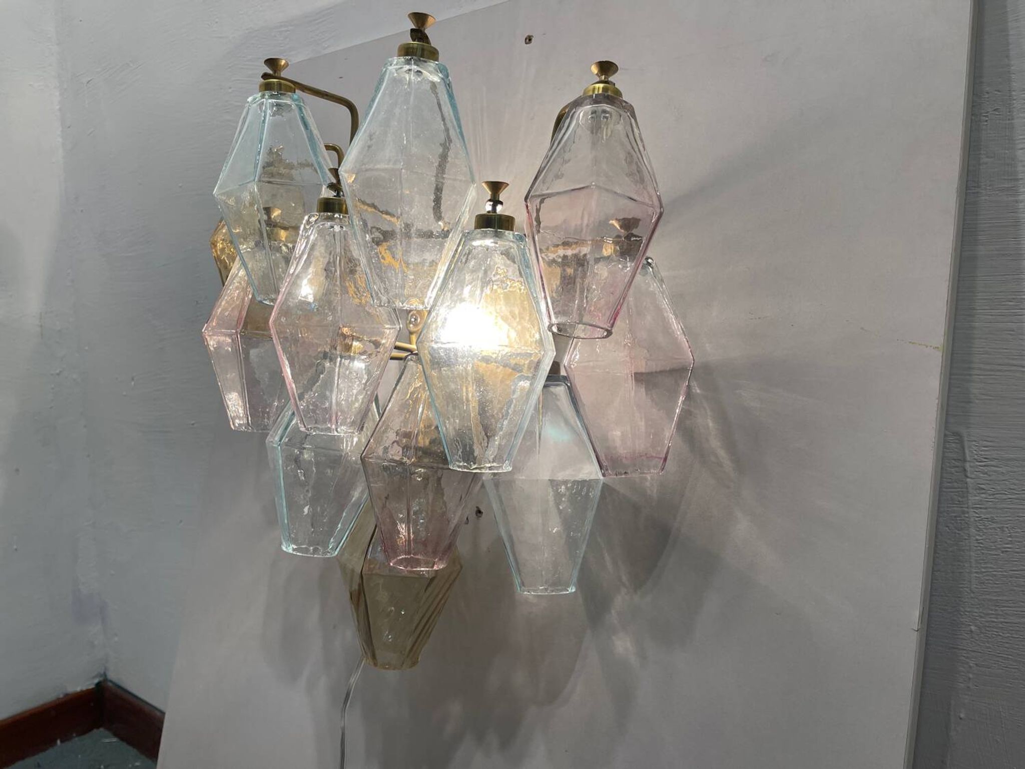 Murano Glass Polygon Sconces Set of 2