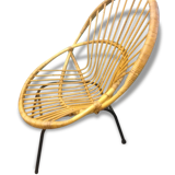 Fauteuil coquille en rotin