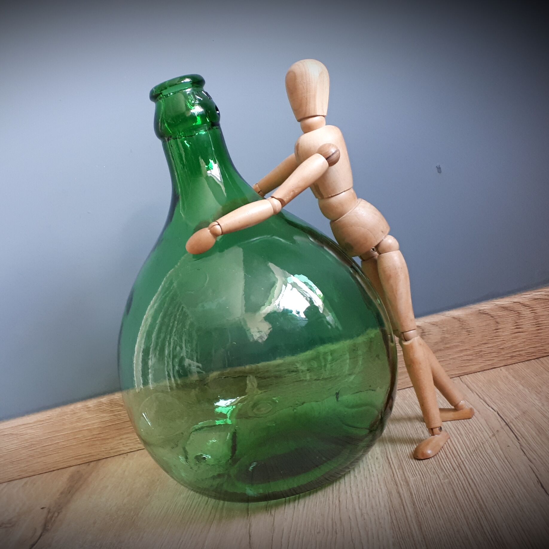 Demijohn 5L green round curved