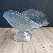 Large pressed moulded glass Art Deco blue frosted cup