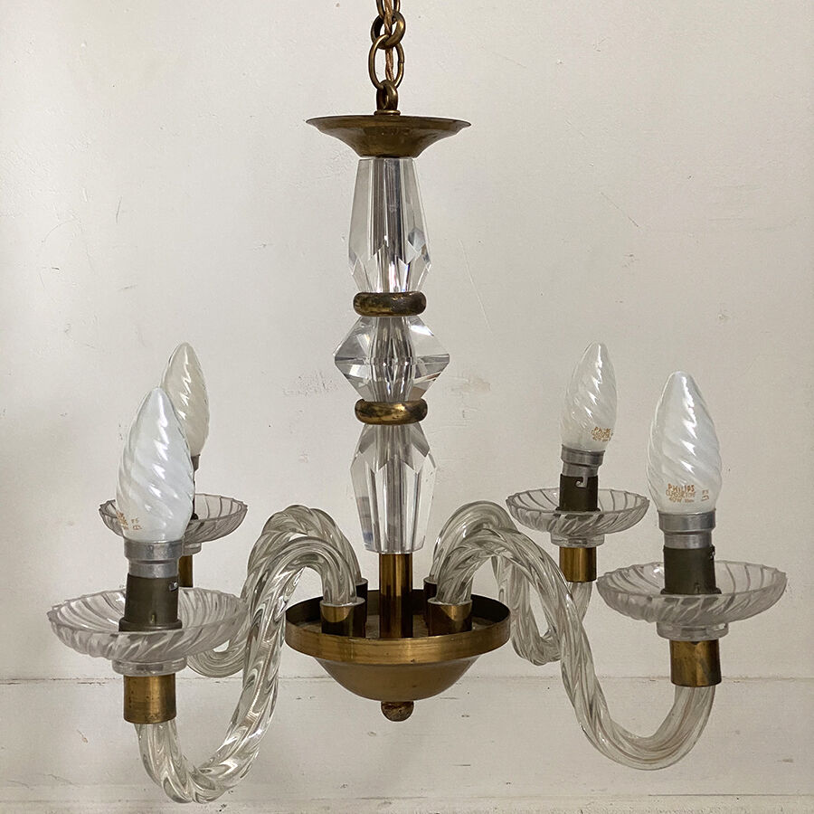 50's vintage glass and brass suspension