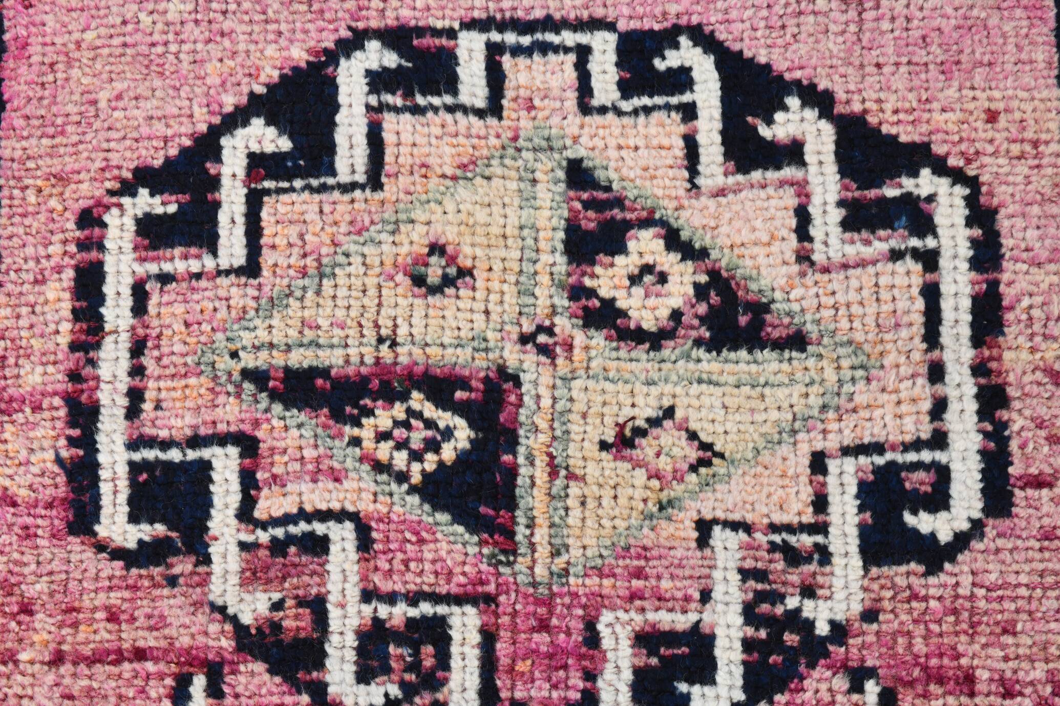 Soft Pink & Orange Rare Style Vintage Runner Rug, 91x359 Cm