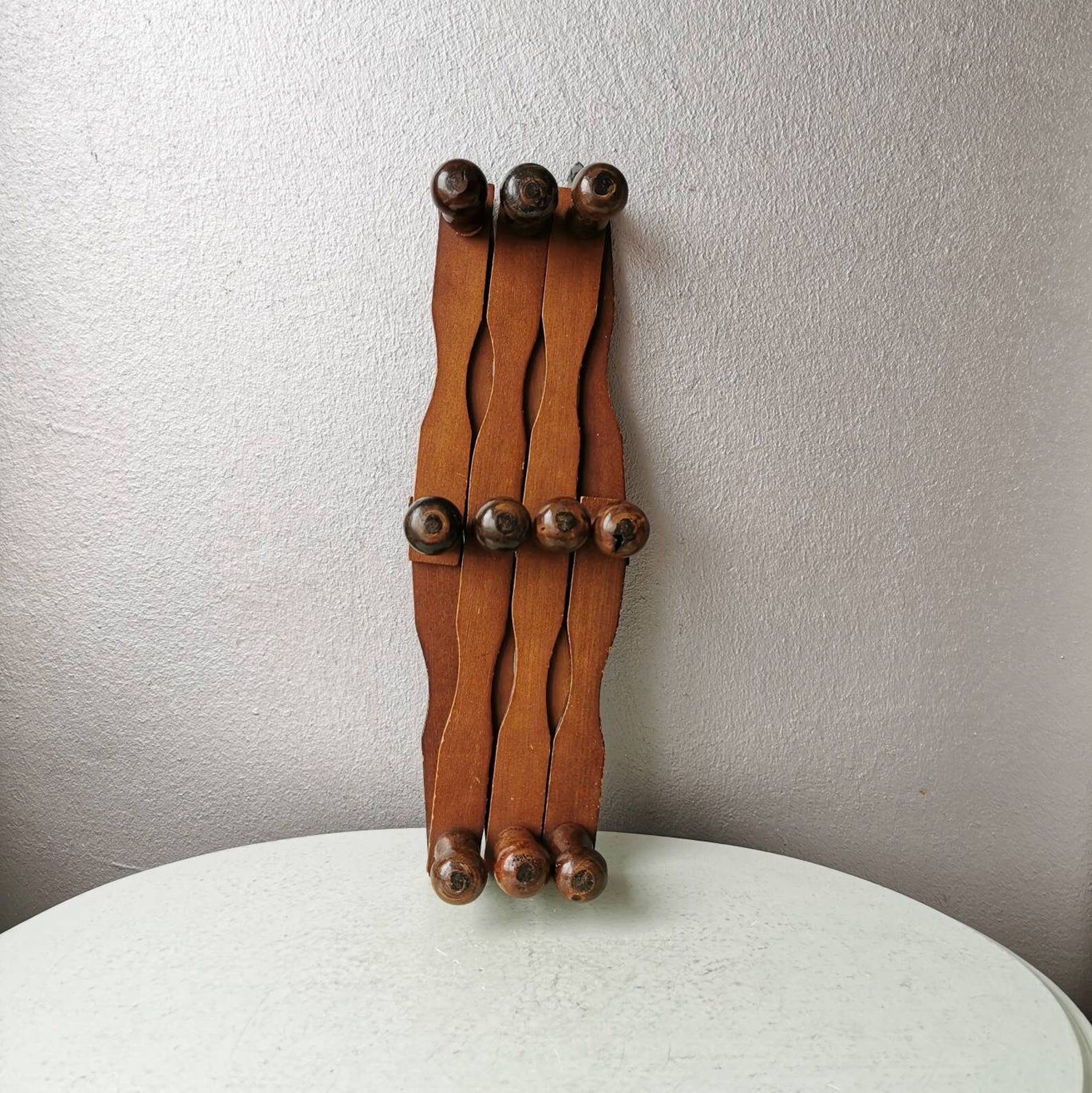 Vintage wooden harmonica coat rack 1970