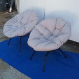 Paire de fauteuils vintage corbeille