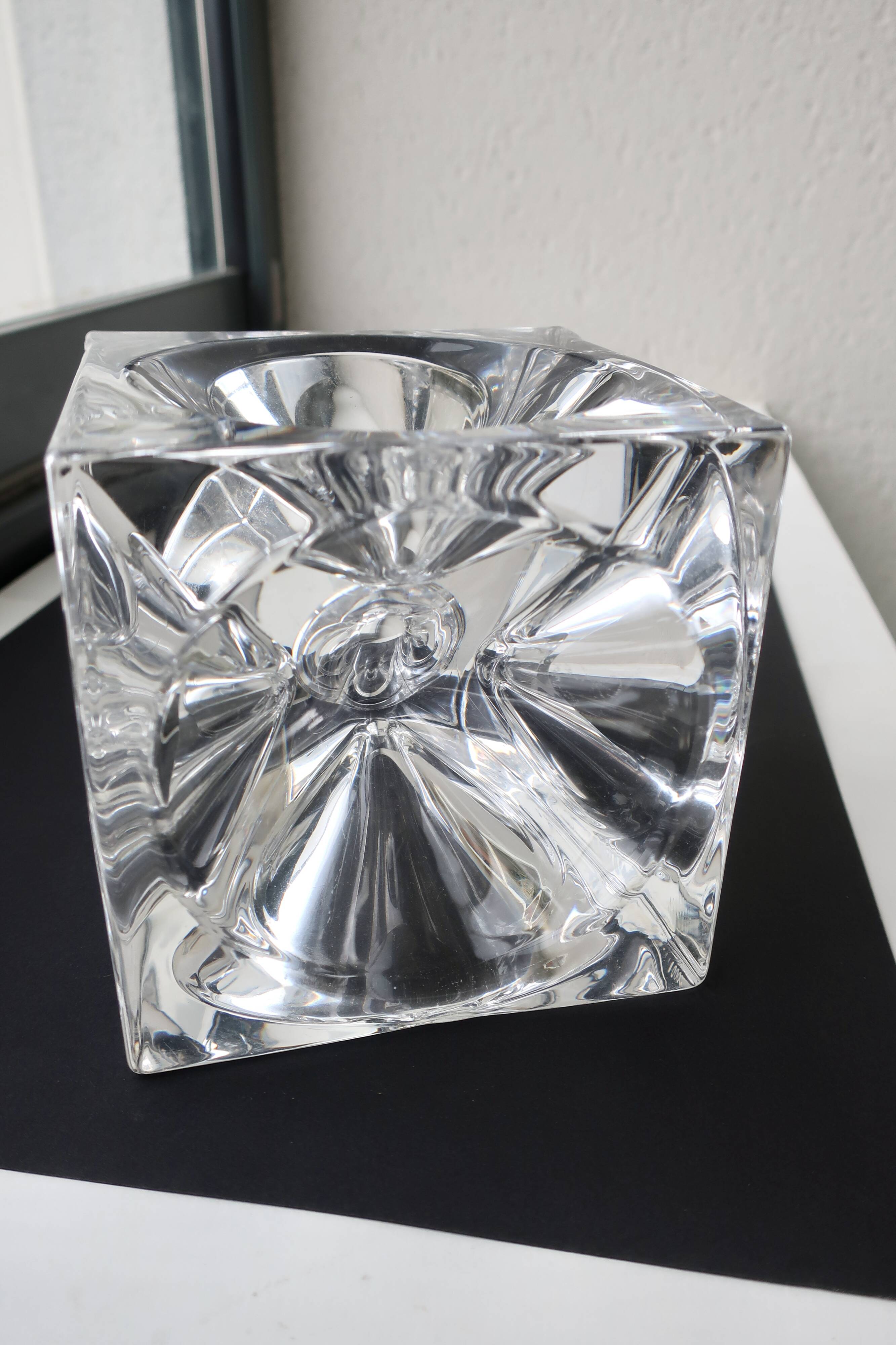 Daum france, rare cendrier cube "roc22", vers 1975, tbe