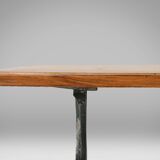 French bistro table with elegant metal base and oak top, ca. 1890
