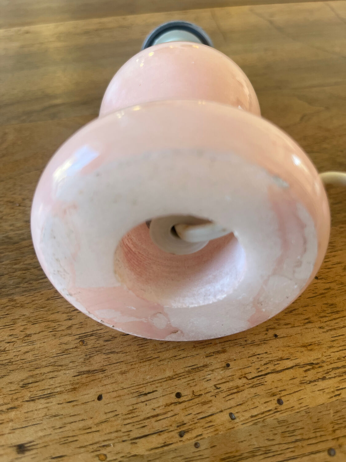 Antique lamp base in rose quartz