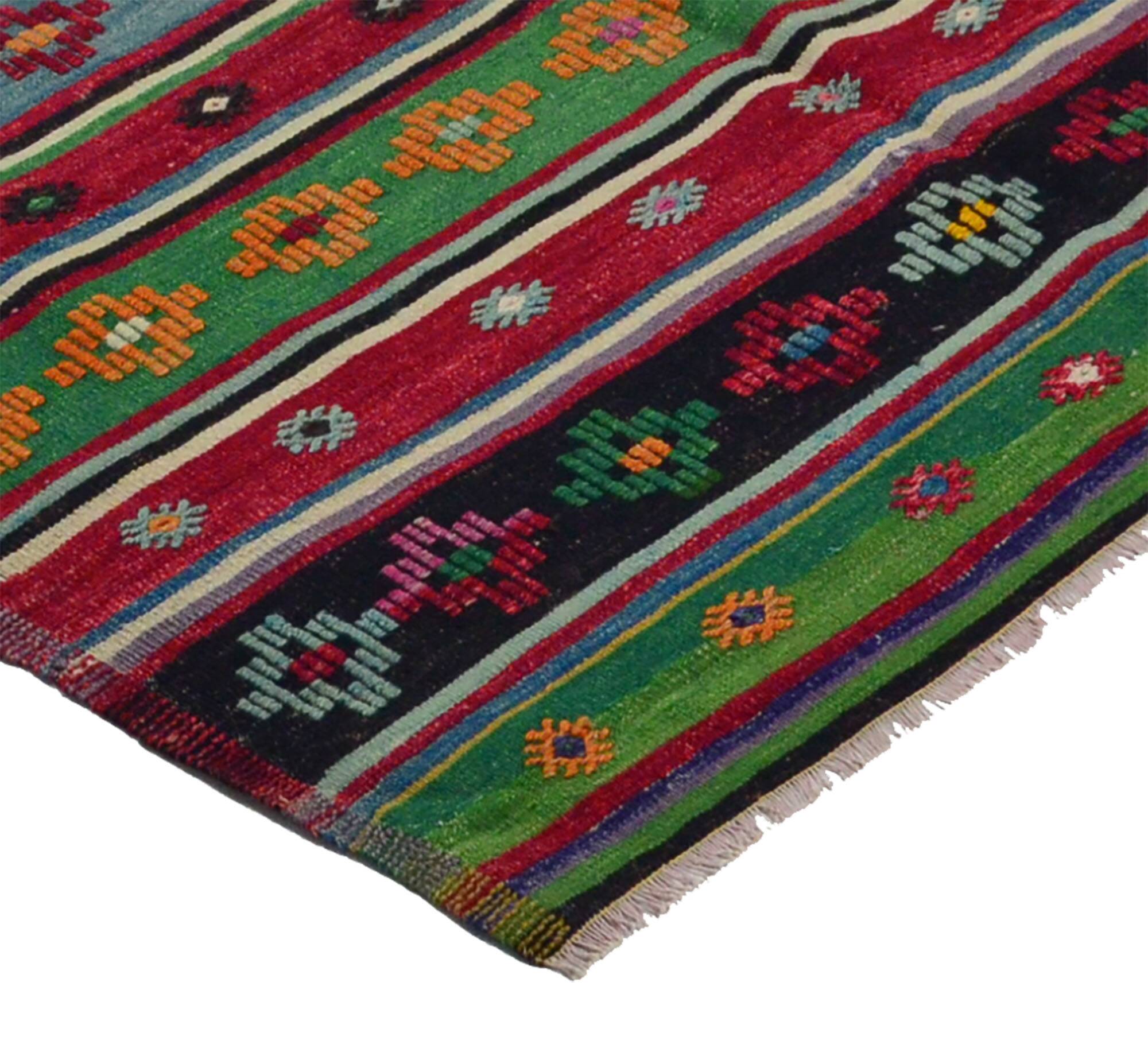 Kilim Oushak vintage multicoloured striped 250 x 163 cm
