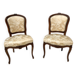 Pair of Louis XV style chairs in solid walnut, 20th century