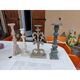 4 wooden candle holders