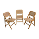 Lot de 3 chaises pliantes en bois et cannage