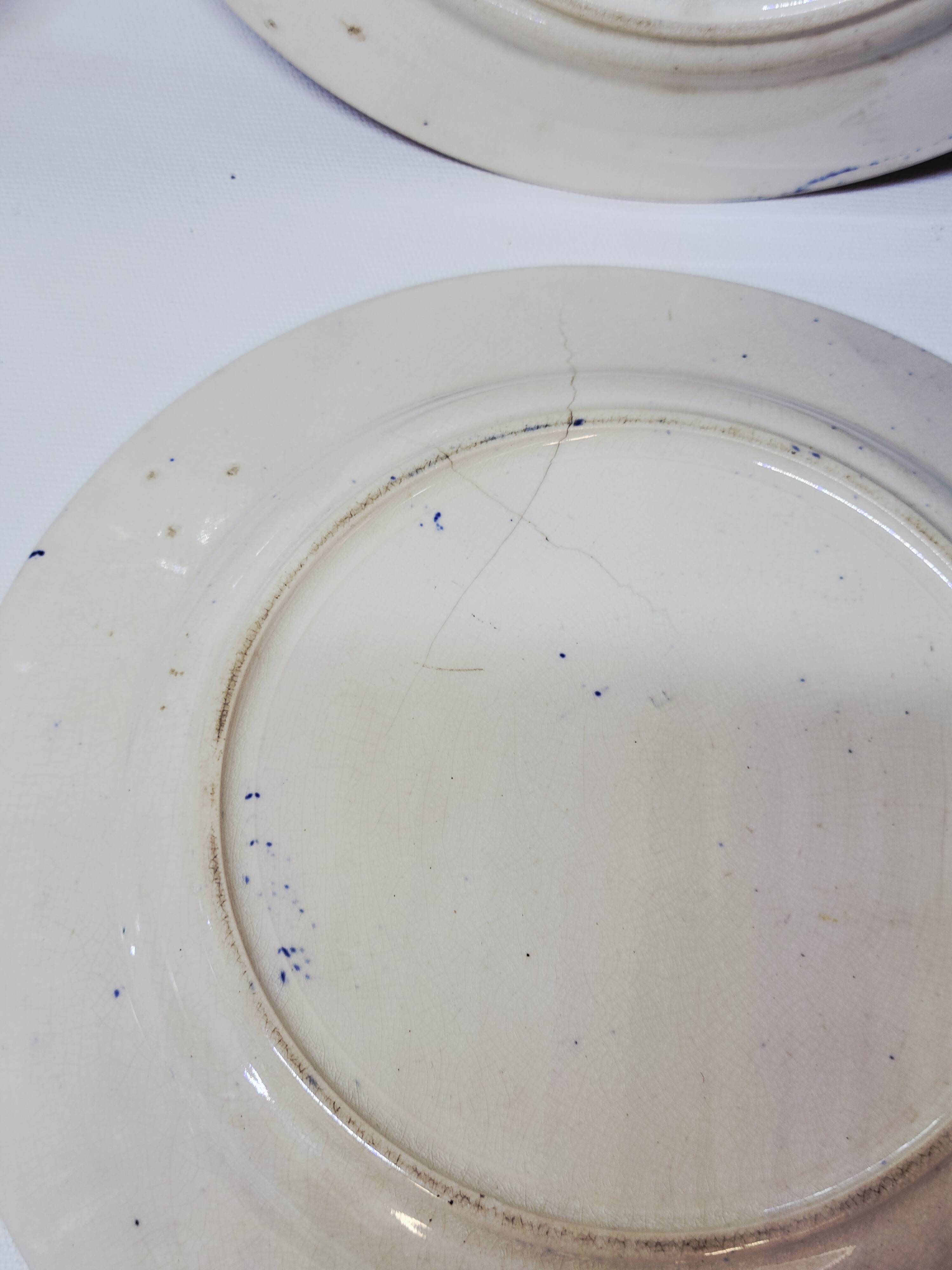 9 Antique Plates 19th Century Blue Willow Pattern Chinese Blue Decor