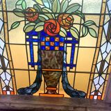20th century Art Deco stained glass panel