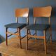 Pair of Danish teak chairs in petrol blue-green, 1960s