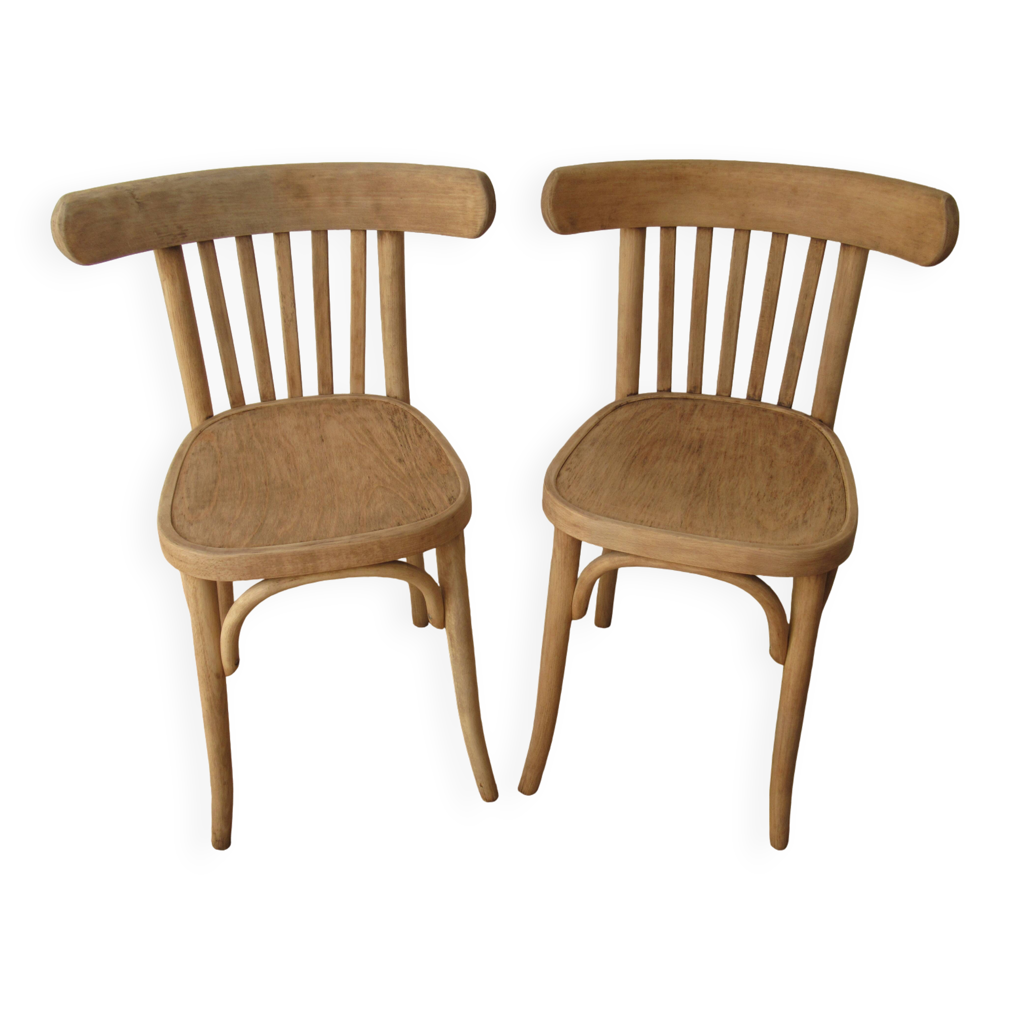 Paire de chaises bistrot en bois brut