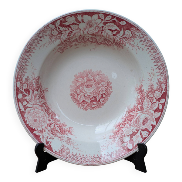 Assiette creuse U&C Sarreguemines modèle Jardinière Terre de Fer 22cm