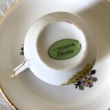 Tasses à café fleuries en porcelaine de Limoges