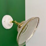 Vintage wall lamp with white and gold granite glass shade