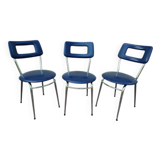 Trio of vintage skai and chrome chairs