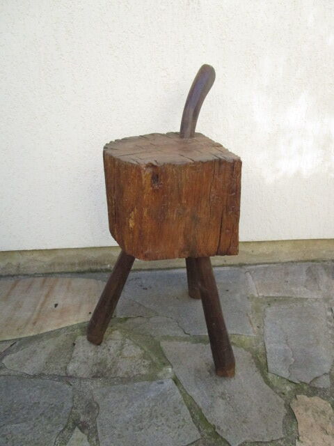 Antique wooden milking stool