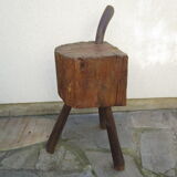 Tabouret de traite ancien en bois