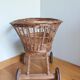 Wicker rattan doll cradle with wheels
