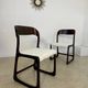 Set of 2 Baumann sled chairs in wood and terry fabric, 60s design
