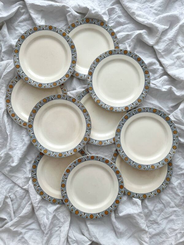 10 assiettes plates en terre de fer « Lamartine » Salins