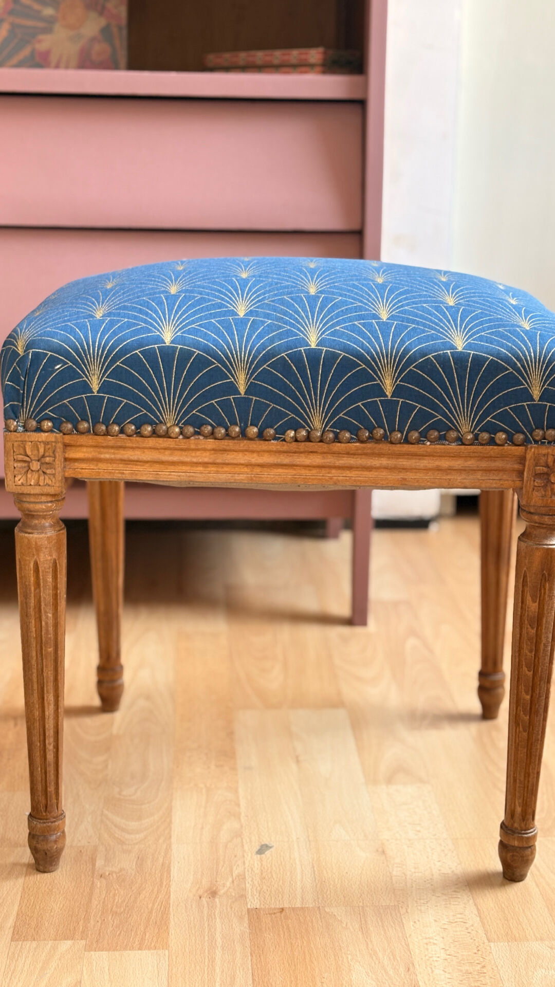 Louis Philippe stool reupholstered