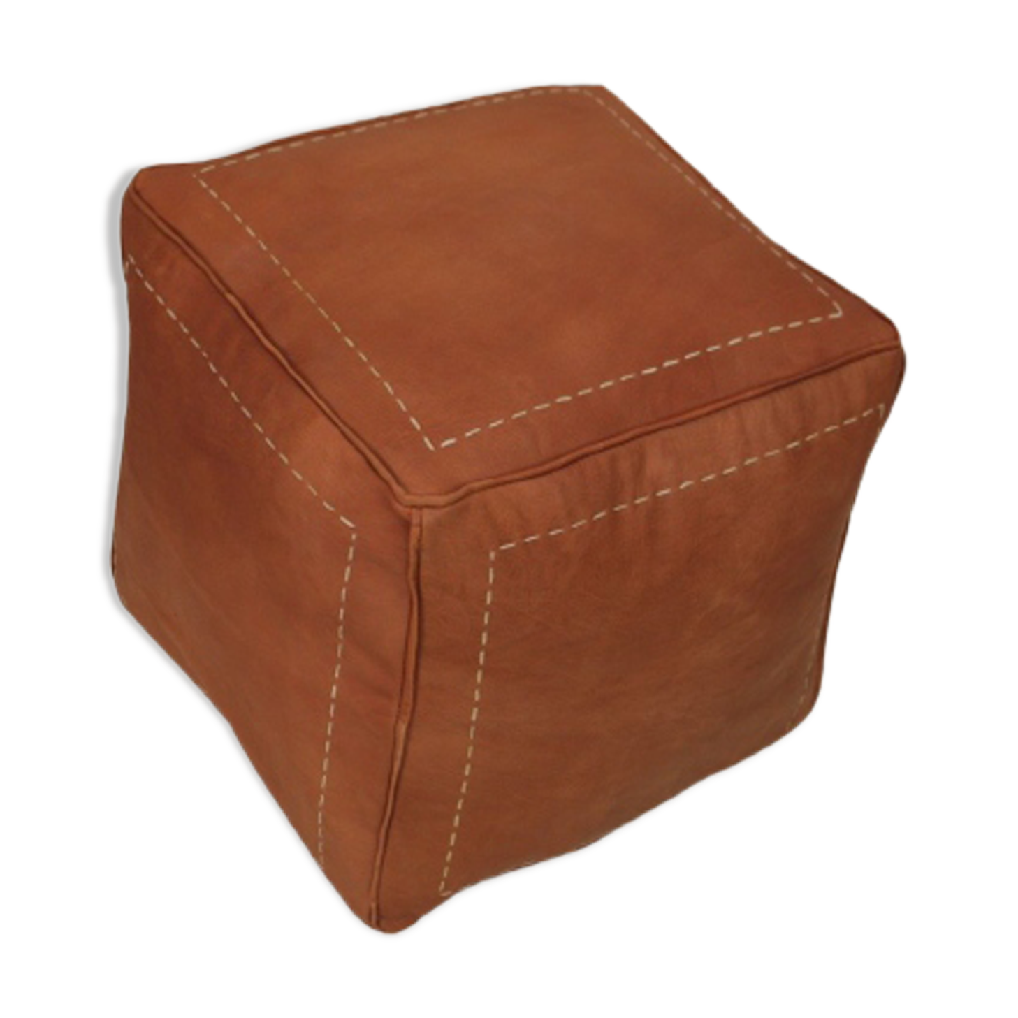 Moroccan square pouf brown wood