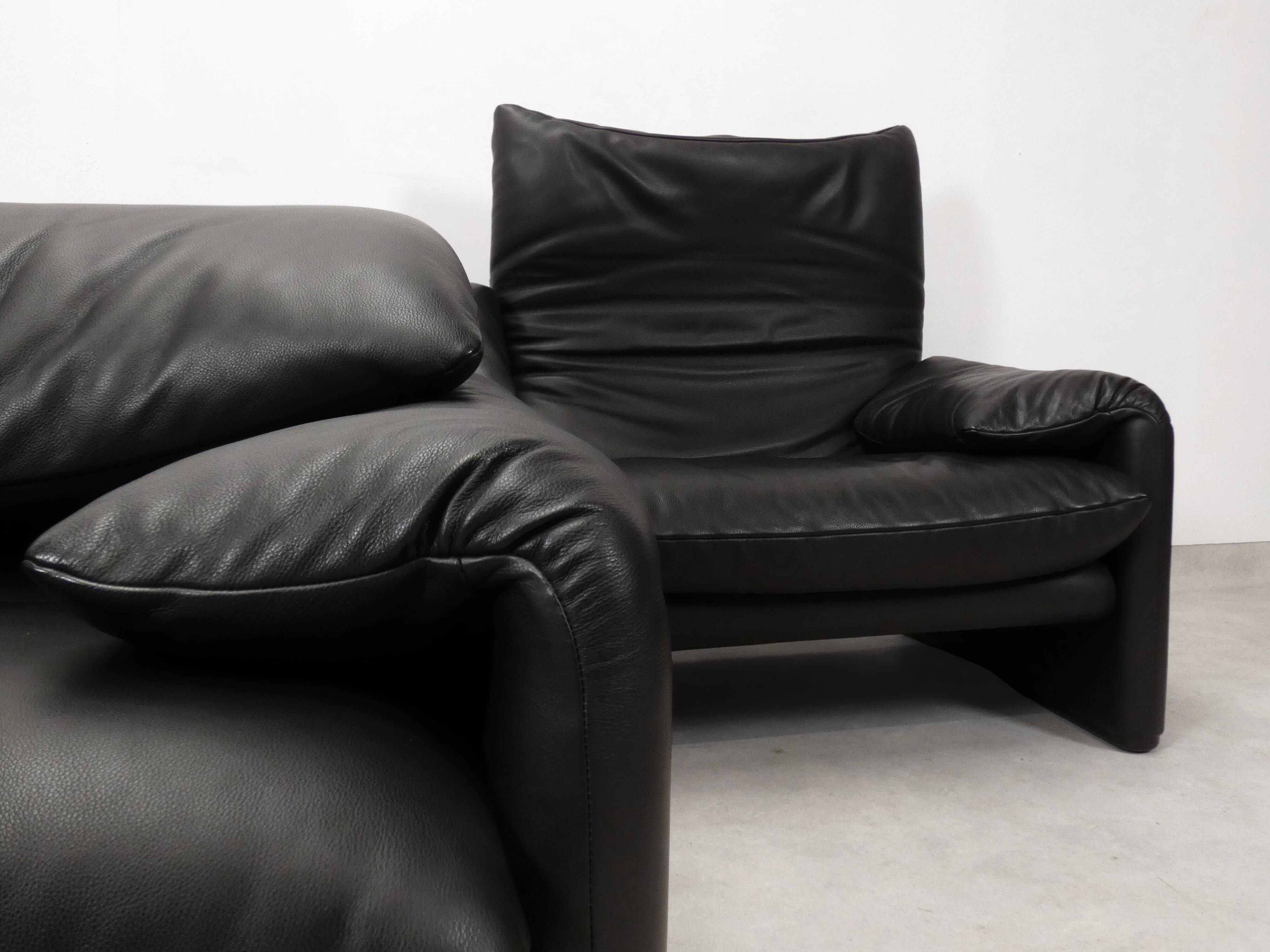 Ensemble de 2 canapés Cassina Maralunga 2,5 places - cuir noir