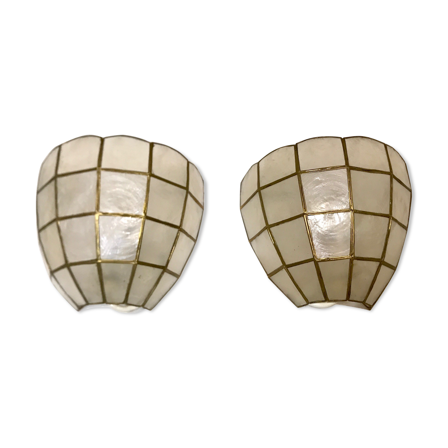 Pair of mother-of-pearl shell sconces
