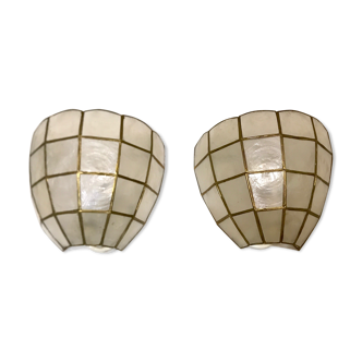 Pair of mother-of-pearl shell sconces