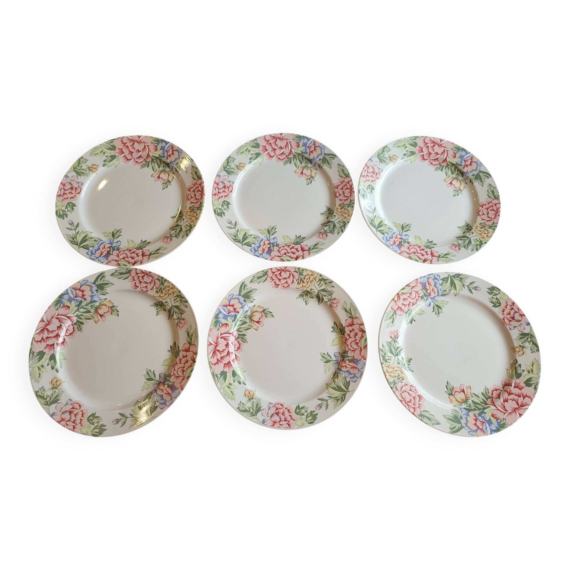 Rose Garden Plates Set by Showa Art Workshop Japan (Set of 6)