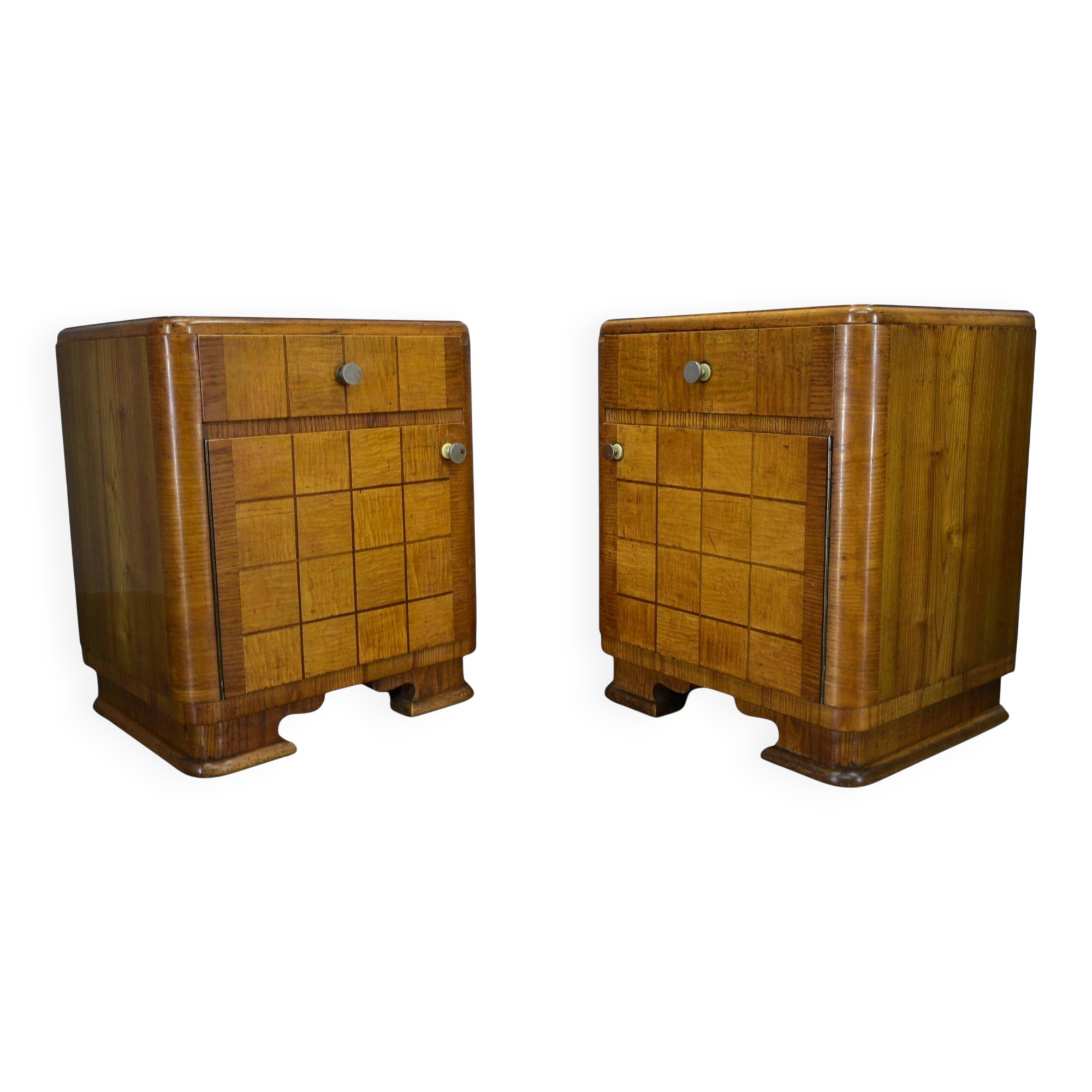 1940s pair of Art Deco bedside tables, Czechoslovakia