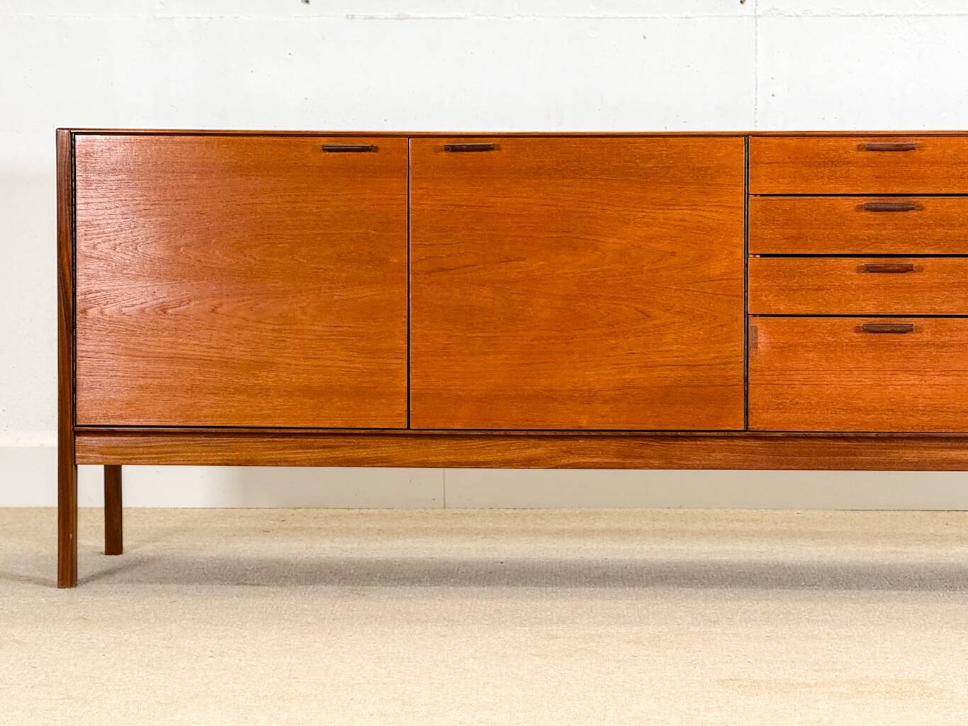 Mid-Century Sideboard by Meredew (Brown Leather Handles)
