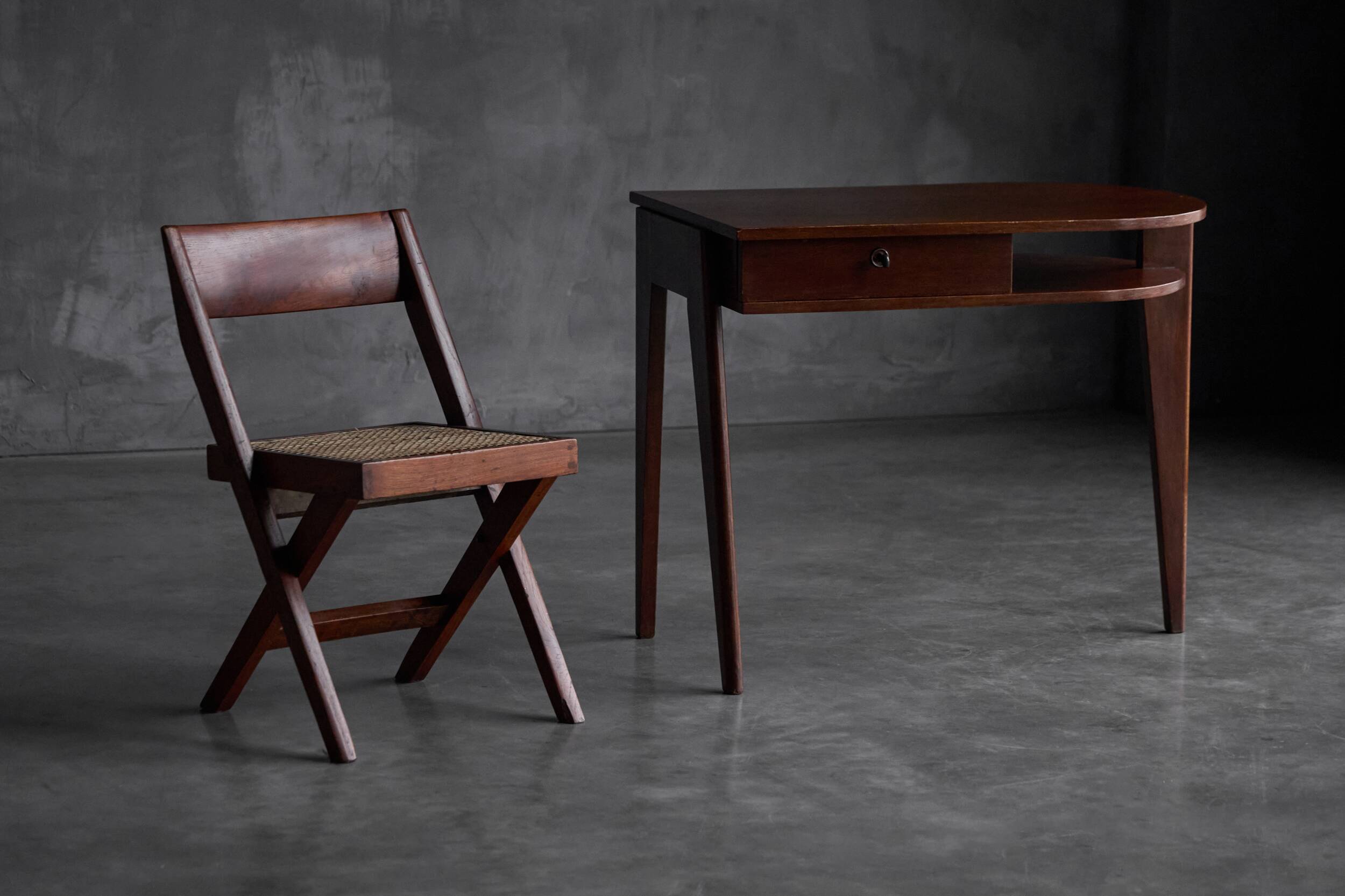 Tripod desk by Jacques Adnet, France, 1950s