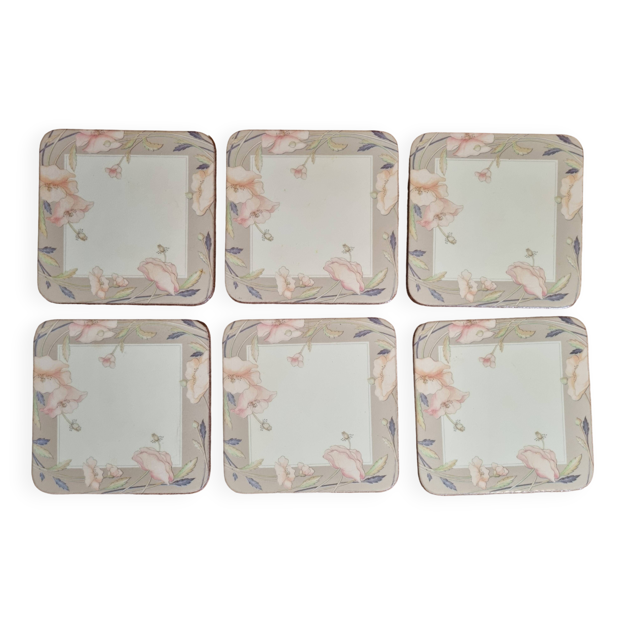 6 vintage pimpernel new taupe coasters