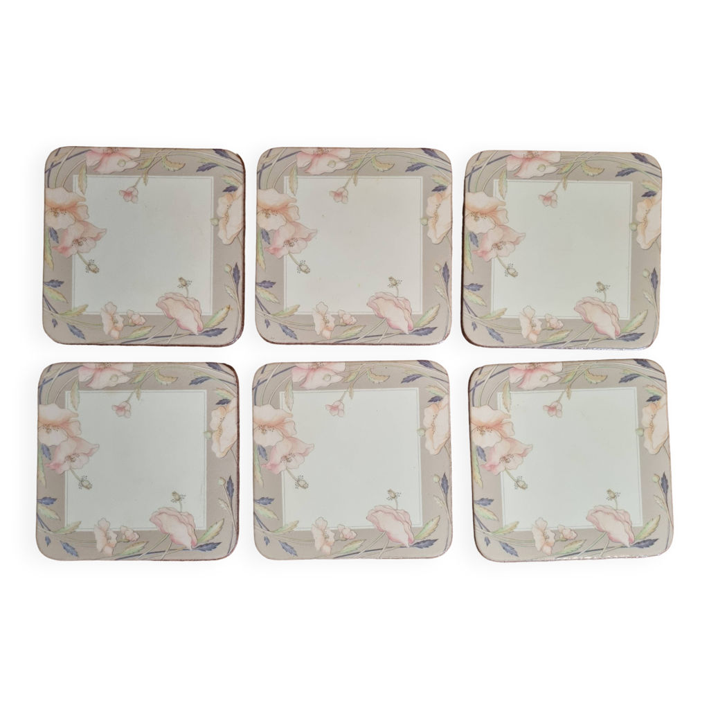 Pimpernel Portmeirion - Set De 6 Sous-Verres Jardin Botanique Multicolore - Motifs Floraux Élégants