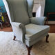 Parker Knoll chair retaped sky blue