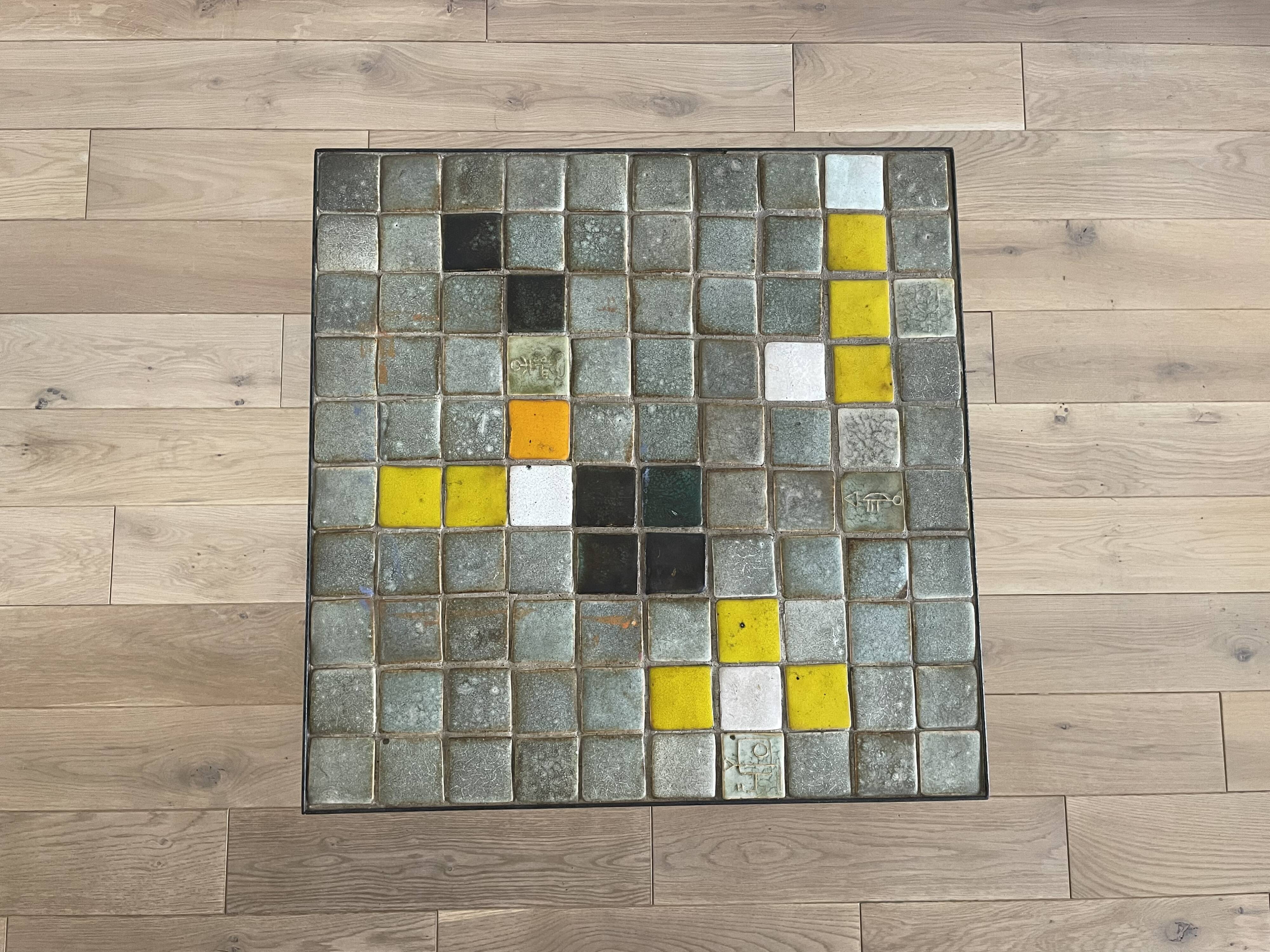 Table basse en céramique par « Les 2 potiers », 1960